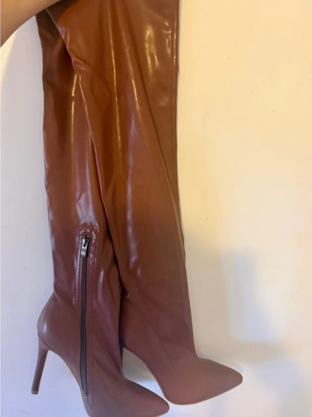 Women's Over-the-Knee Pointed-Toe Stiletto Boots - Brown